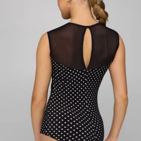 Купальник для танців Freestyle Dance 547 чорний у білий горошок вид ззаду