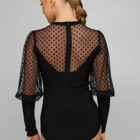 Прозора спинка купальника для танців з сітки в горошок Freestyle Dance