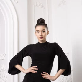 Черная блуза для бальных танцев. 1027 Фристайл Танец