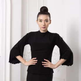 Черная блуза для бальных танцев. 1027 Фристайл Танец