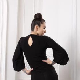 Блуза для бальных танцев 1027 Freestyle Dance черный вид сзади